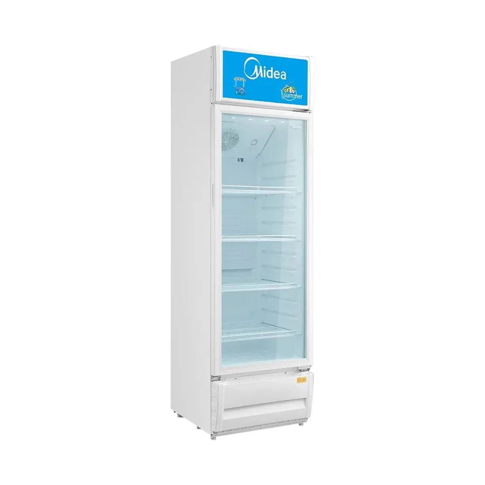 MIDEA 309L Bottle Cooler – Transparent Glass Door & Adjustable Shelves (Model MDRZ432FZG21, White)