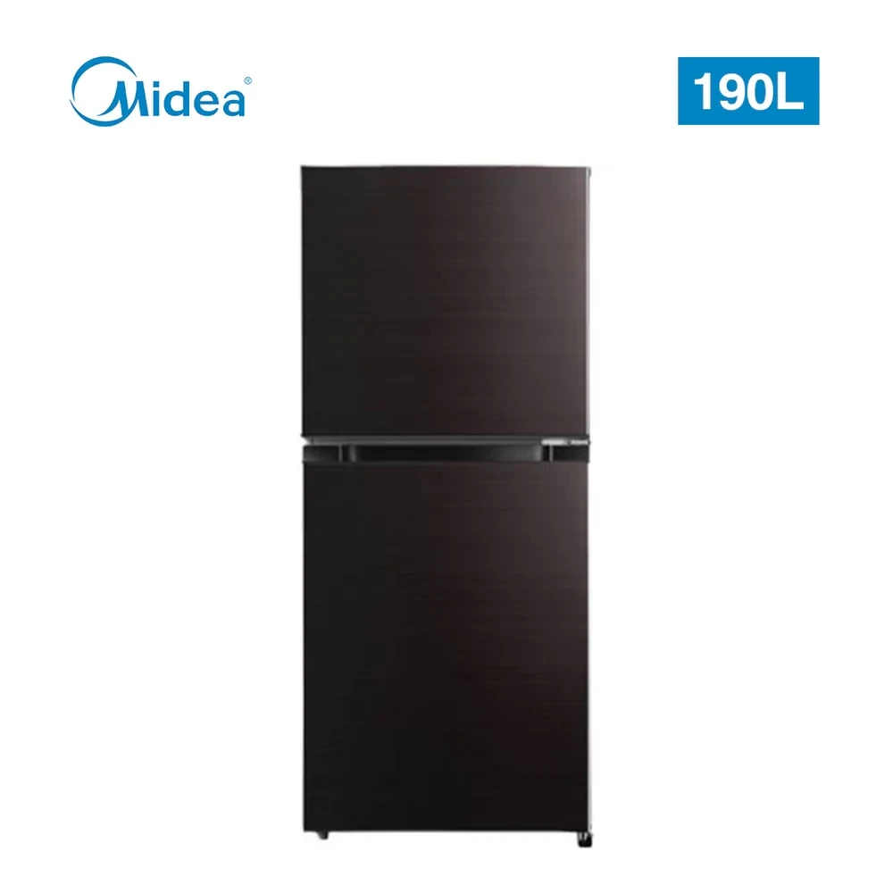 MIDEA 190L Double Door Refrigerator – Top Mount Freezer & Multi-Air Flow Cooling (Model MDRT268MTV28, Black)
