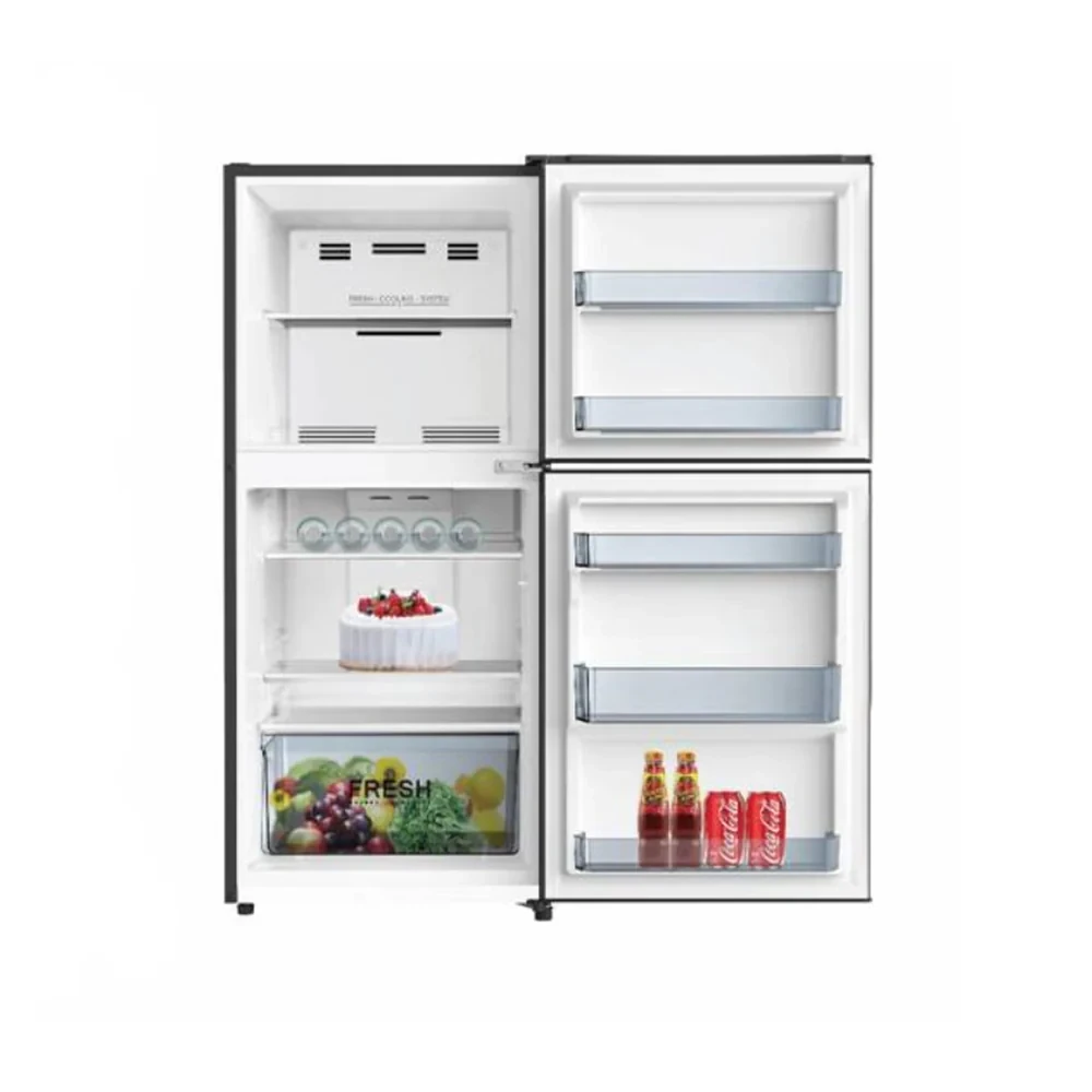 MIDEA 190L Double Door Refrigerator – Top Mount Freezer & Multi-Air Flow Cooling (Model MDRT268MTV28, Black)