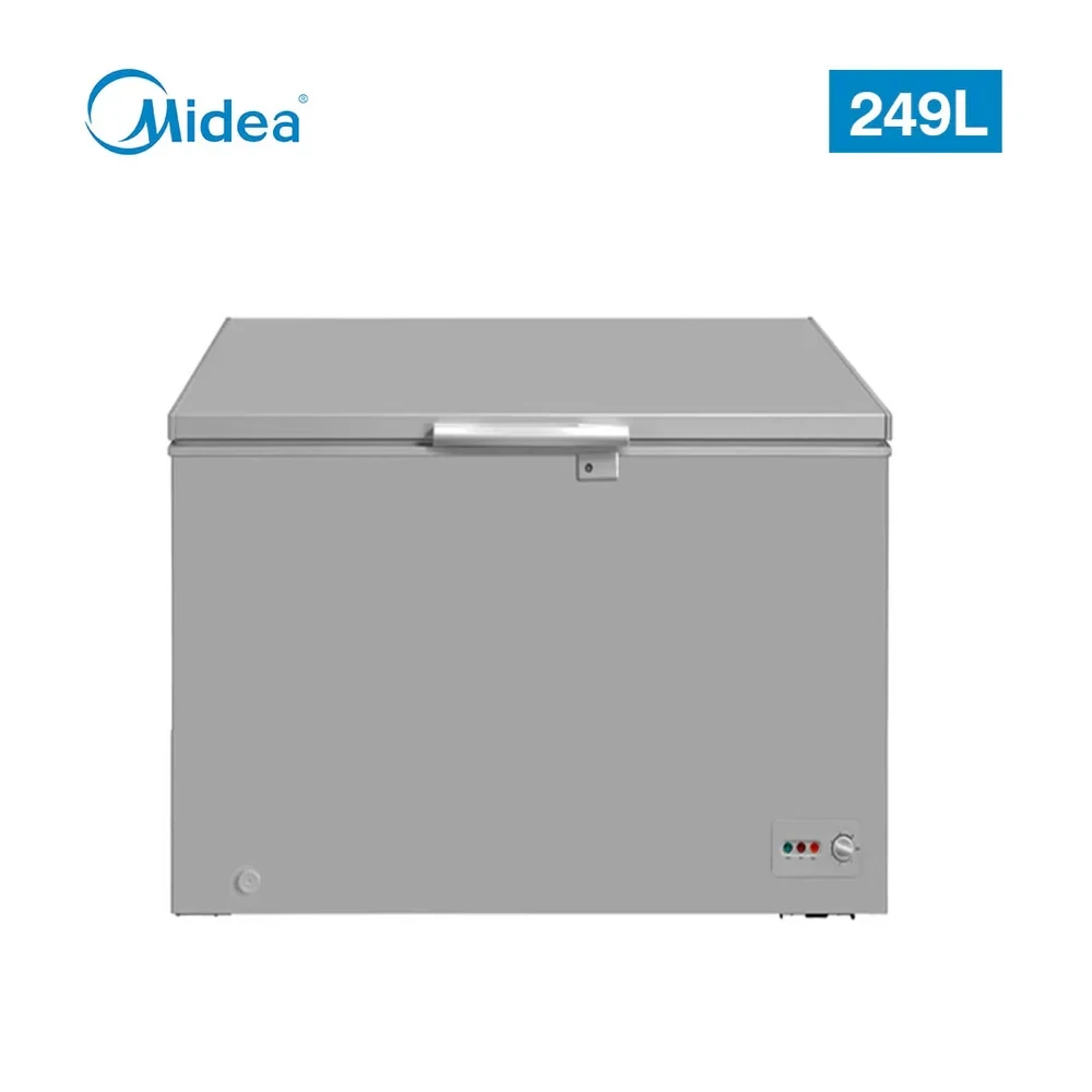 MIDEA 249L Chest Freezer – Adjustable Thermostat & Removable Basket (Model MDRC345FZG43, Silver)