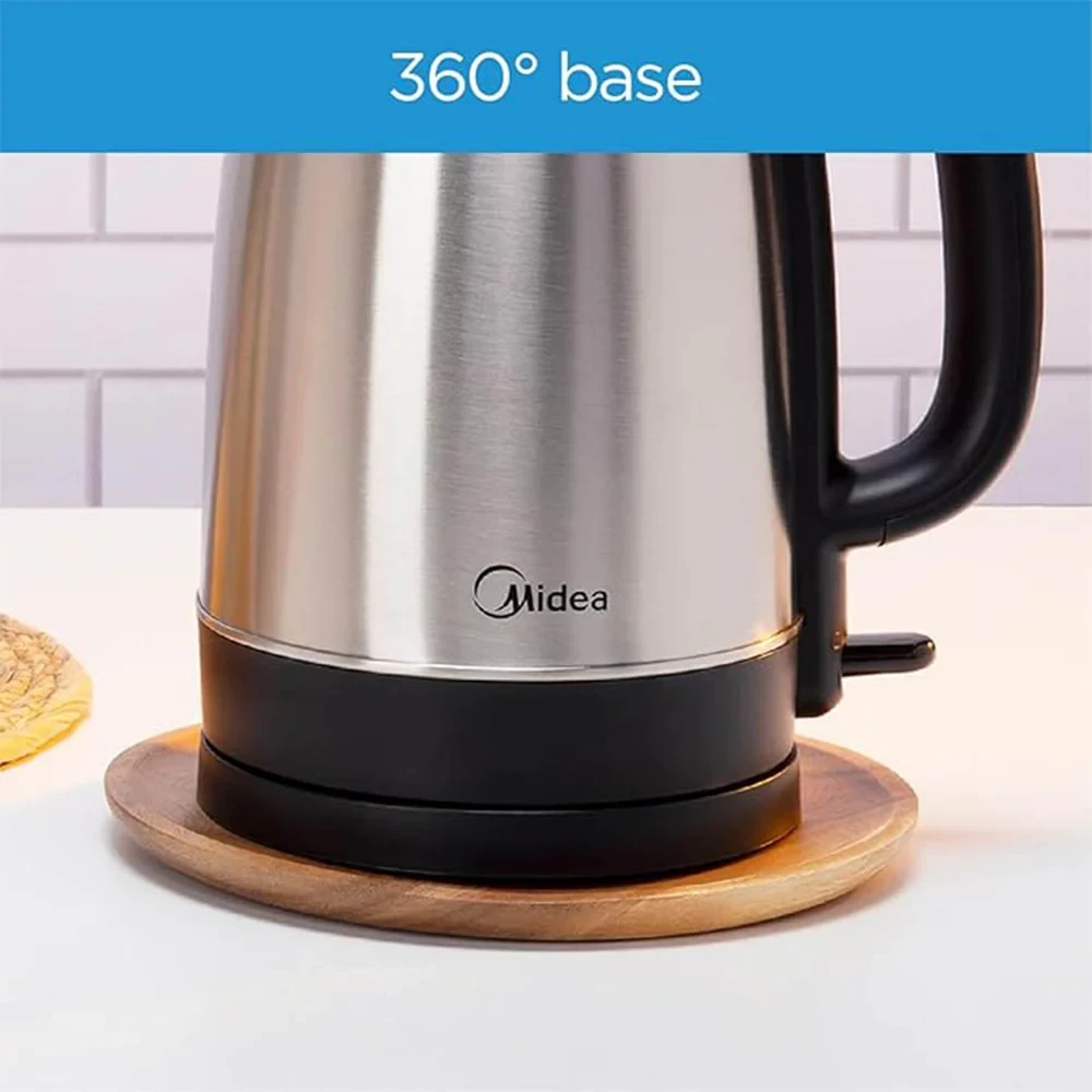 MIDEA Electric Kettle 1.7L – Stainless Steel, Auto Shut-Off & 360° Base (MK-17S32A2)