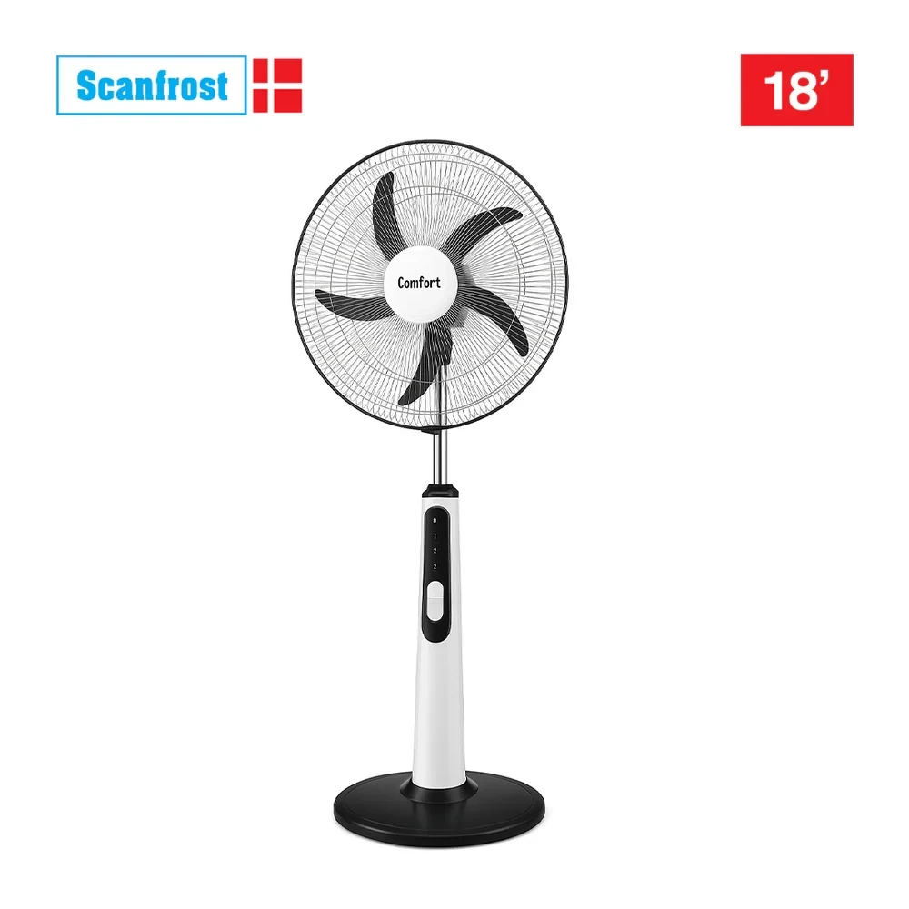 SCANFROST 18" 5-Blade Rechargeable Standing Fan – White (SFRF181K)