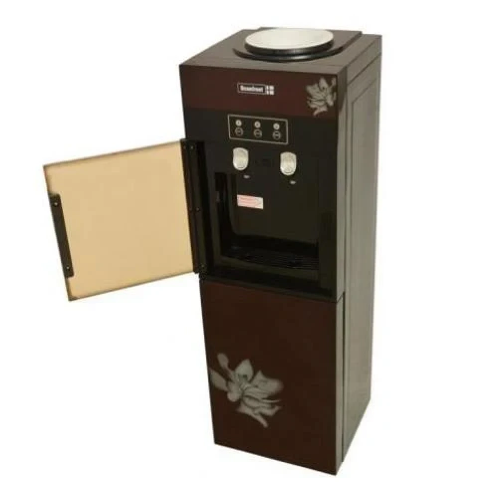 SCANFROST 2-Tap Water Dispenser – Hot & Cold with Bottom Fridge, Brown Floral APSCWDFG04-14002