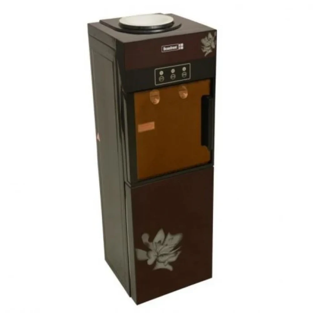 SCANFROST 2-Tap Water Dispenser – Hot & Cold with Bottom Fridge, Brown Floral APSCWDFG04-14002