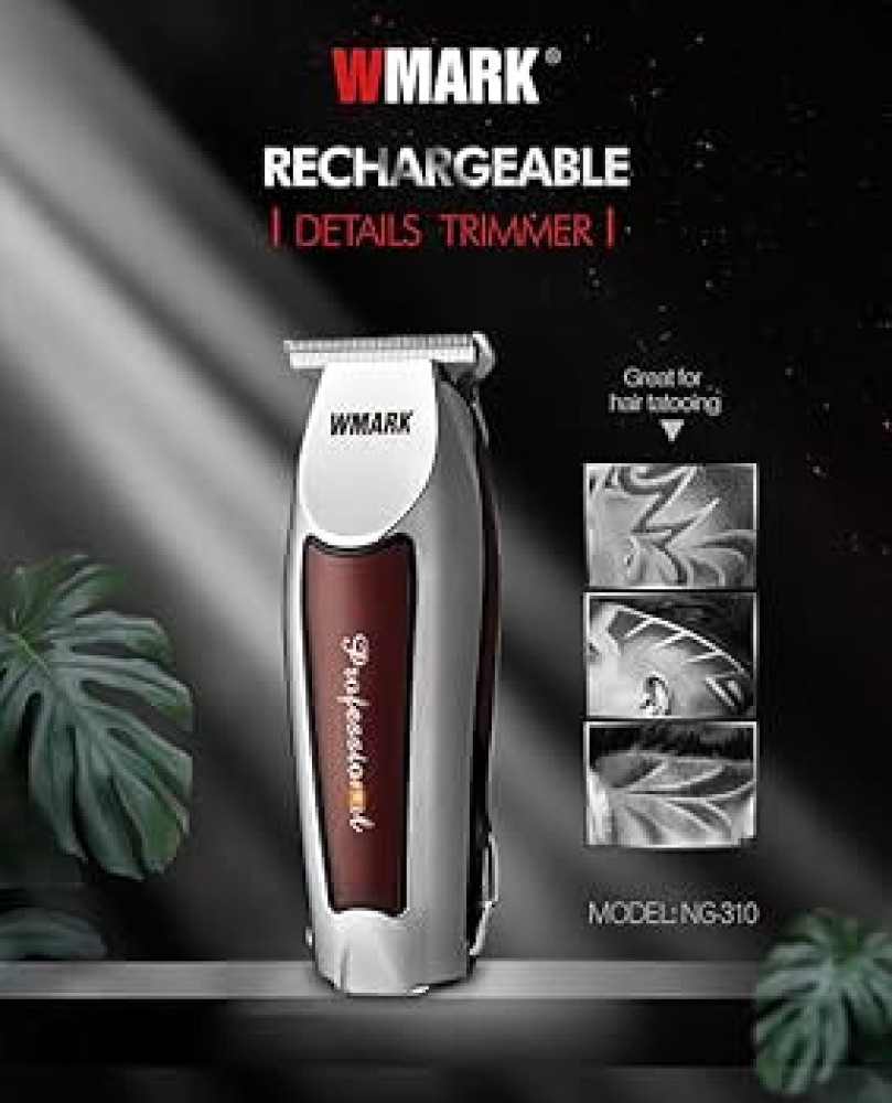 WMARK NG-2021 All-Metal Cordless T-Blade Hair Trimmer – 1400mAh Battery, 0.1mm Precision Cut, Self-Sharpening Blades