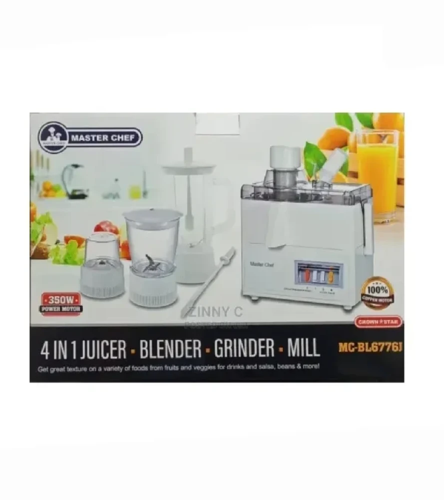 Master Chef 4-in-1 Food Processor with Juicer, Blender, Grinder & Mill – 350W (MC-BL6776J)