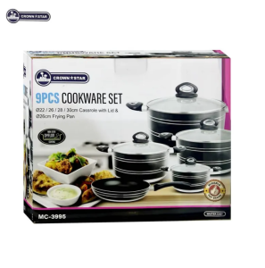 Master Chef 8-Piece Non-Stick Cookware Set MC-1994 | Durable Aluminum Pots with Glass Lids