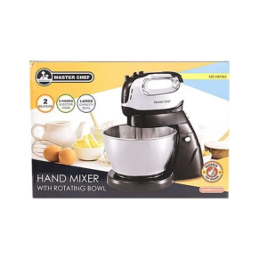 Master Chef 4L Electric Hand Mixer with Rotating Bowl MC-HM163 | 5-Speed Stainless Steel Bowl Mixer with Turbo Function