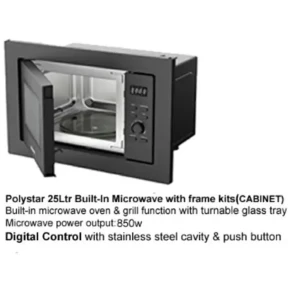Polystar 25L Built-In Digital Microwave Oven with Grill & Frame Kit – PV-BD25UGL