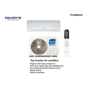 Polystar 1HP Inverter Split Air Conditioner PV-09INV41 XA41 – Cooling & Heating with Free Kit