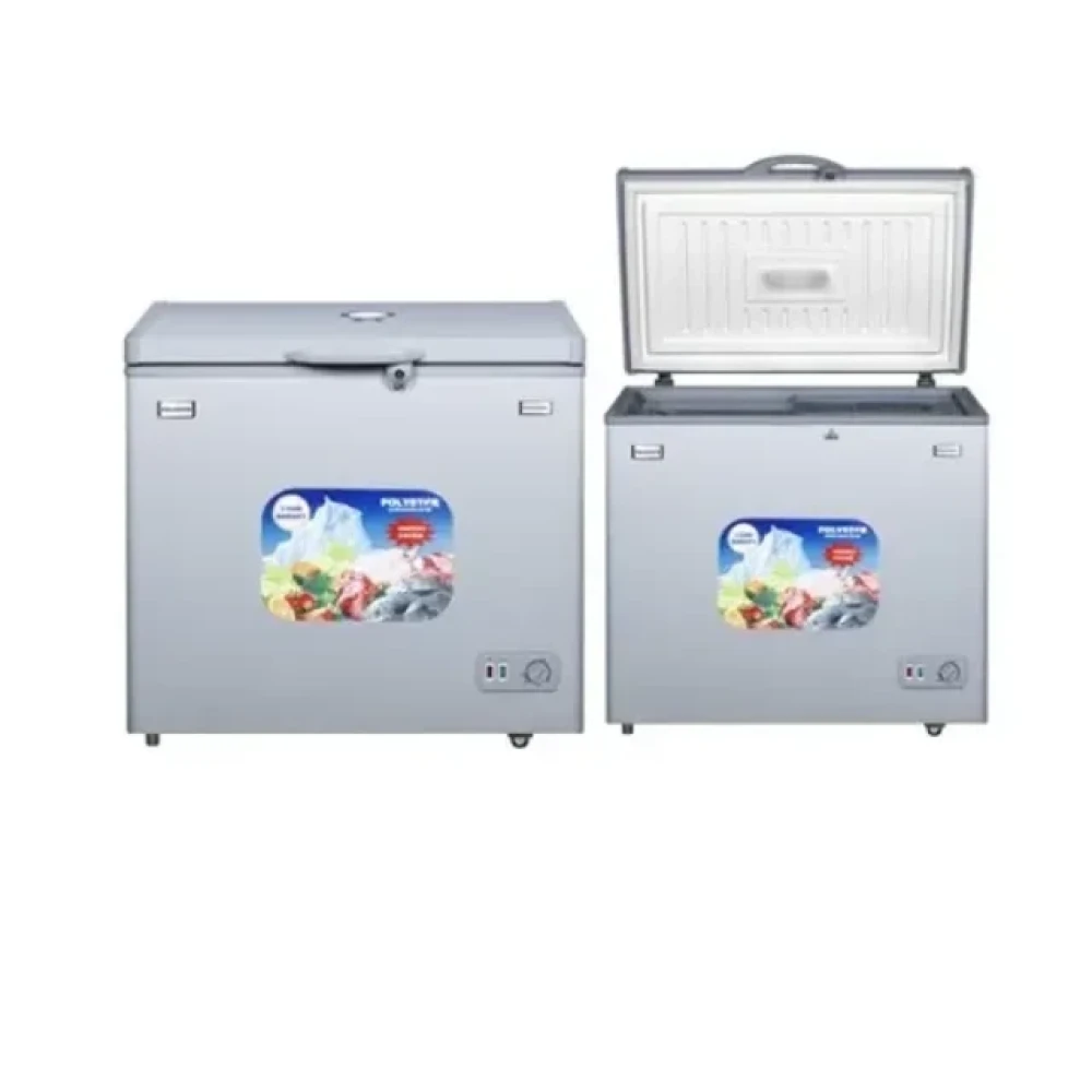 Polystar 200L Chest Freezer PV-CF322GL – Glass Sliding Door, LED Light, Adjustable Thermostat, Silver