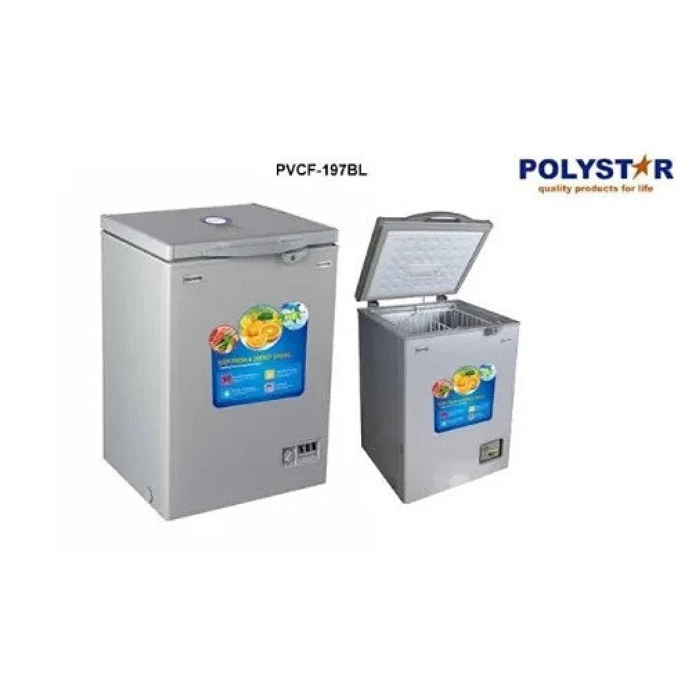 Polystar 100L Chest Freezer PV-CF197GL – Glass Door, Key Lock, LED Light, Fast Freezing, Eco-Friendly