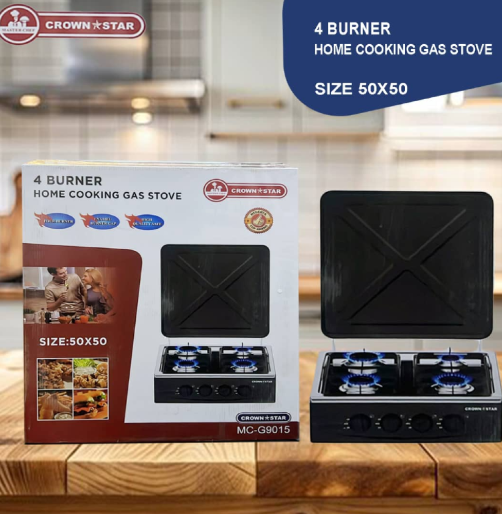 Master Chef Home Cooking Gas Stove 4 Burner 50X50 - MC-G9015