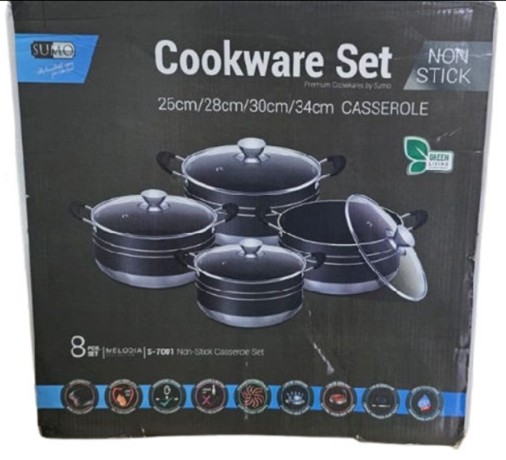 Sumo Non stick Cookware Set S - 7001 - 26cm, 28cm, 30cm, 34cm Casserole