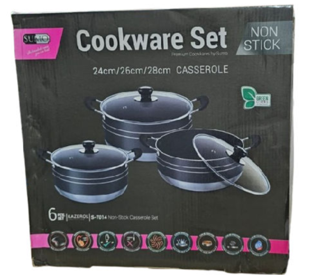 Sumo Non stick Cookware Set S - 7014 - 24cm, 26cm, 28cm Casserole