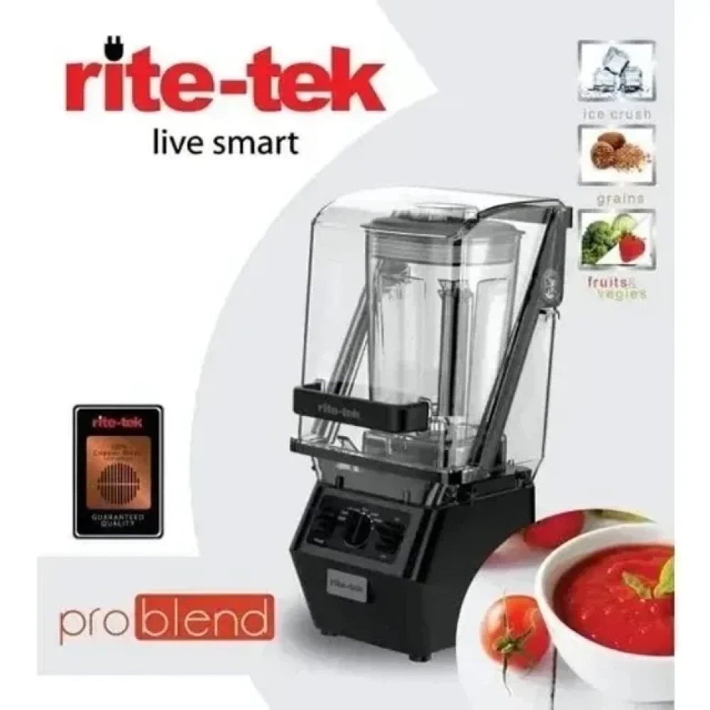 RiteTek 2200W Professional Blender BL-970 – 2L Tritan Jar, Noise Cover, Ice Crushing & Grain Milling Power Blender