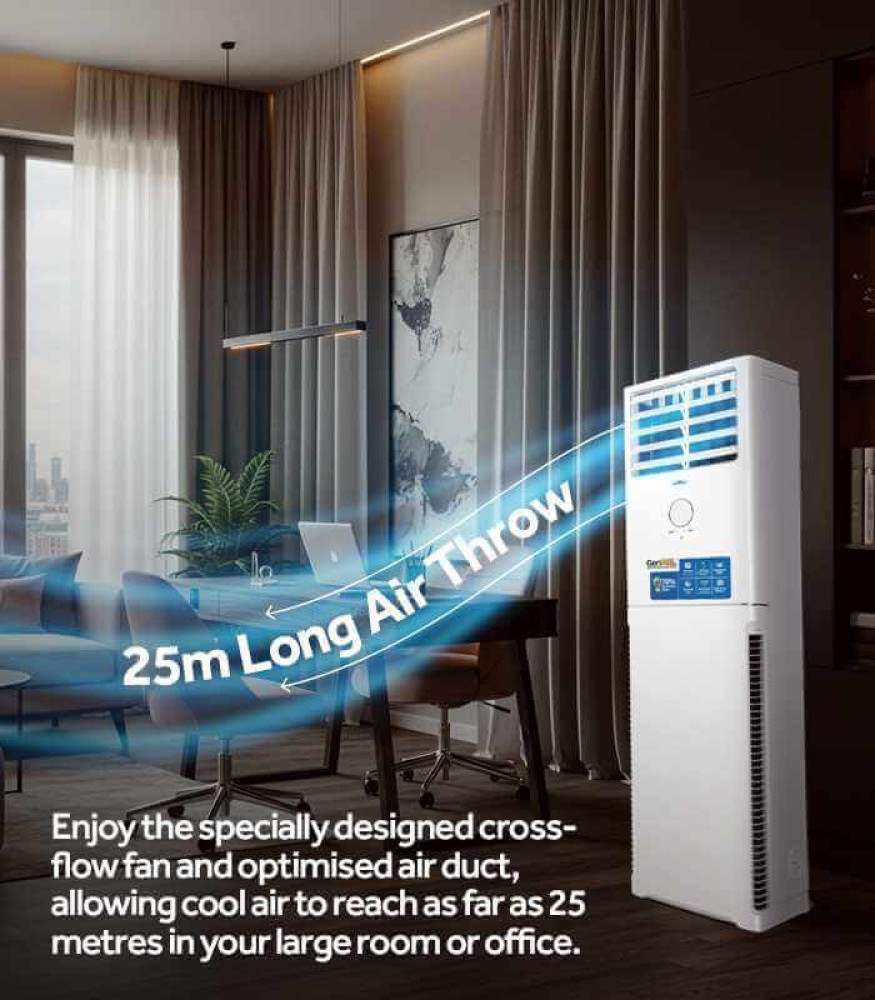 Thermocool GenPAL 3HP Floor Standing Inverter AC (HPU-24CIXM-SW01) – 70% Electricity Savings, Self-Clean, 20m Air Throw, 5 Year Warranty