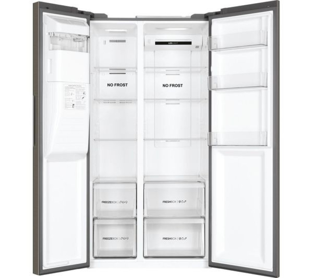 Haier HSR3918FIMP American-Style Fridge Freezer | 515L Platinum Inox with Ice & Water Dispenser