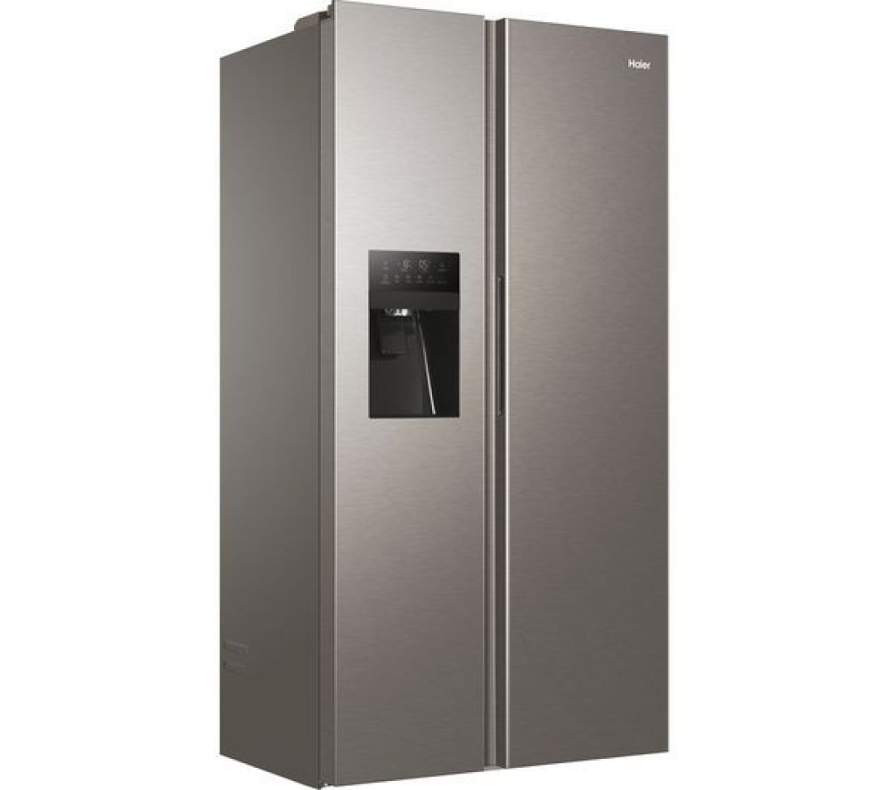 Haier HSR3918FIMP American-Style Fridge Freezer | 515L Platinum Inox with Ice & Water Dispenser