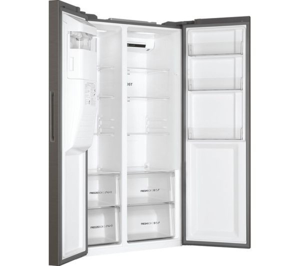 Haier HSR3918FIMP American-Style Fridge Freezer | 515L Platinum Inox with Ice & Water Dispenser