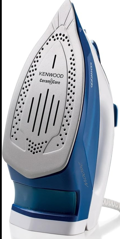 Kenwood 2600W Steam Iron with Ceramic Soleplate & Auto Shut-Off (STP75.000WB) – White/Blue